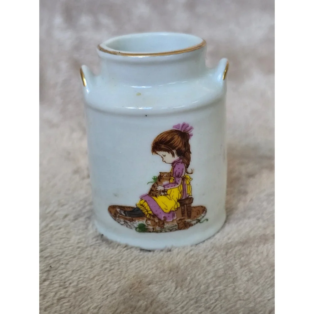 Vintage 1976 Petticoats & Pantaloons Ceramic Miniature Milk Can Toothpick Holder
